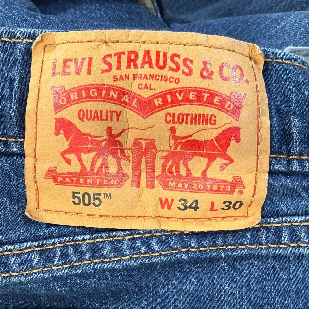 VTG Levis 505 Jeans Mens‎ 34x30 Blue Regular Straight Y2K Dark Wash Mid Rise